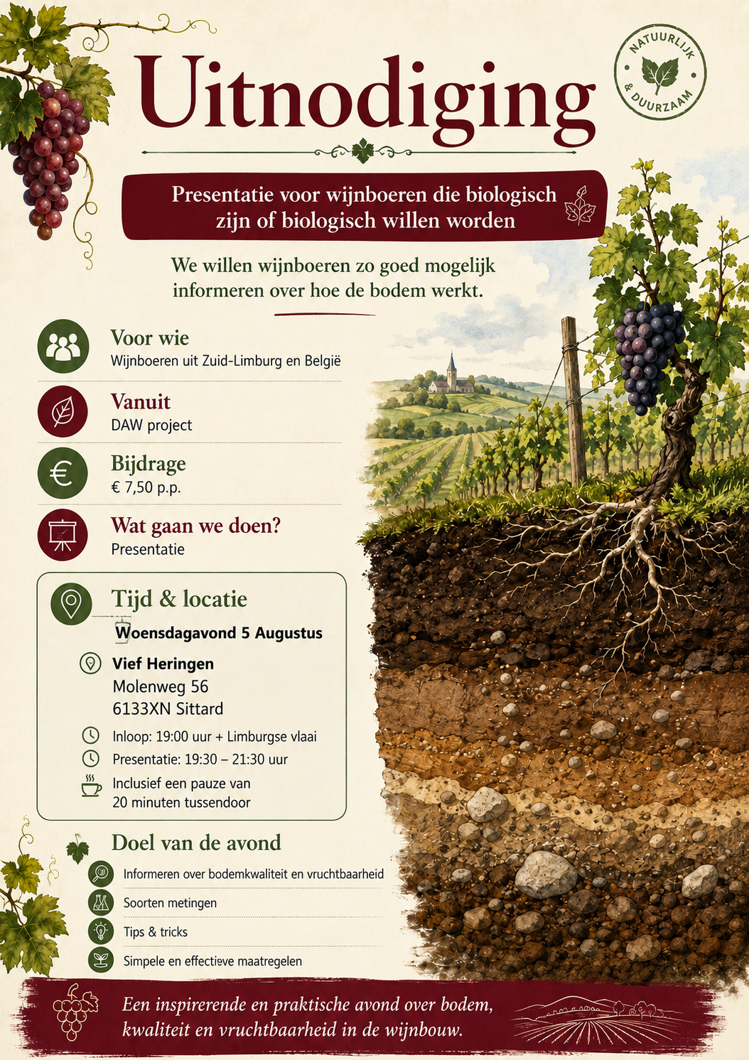 Biologische wijnproductie; presentatie voor wijnboeren in Belgie en Nederland.